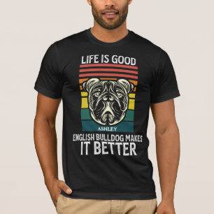 Vinteage English Bulldog Retro Style Dog T-Shirt