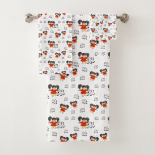 Vinted Black White Red Hand-drawn Bath Towels
