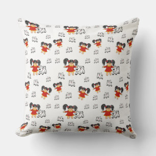 Vinted Black White Red Hand-drawn Throw Pillow