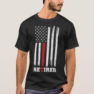 Vintege Retired Firefighter US Flag Fireman Fire T-Shirt