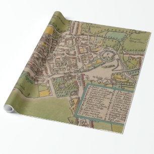 Vintge Map of Oxford England (1605) Wrapping Paper