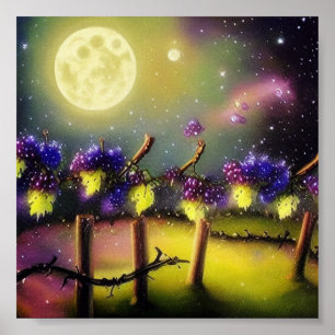 Vinyard ink and water art poster