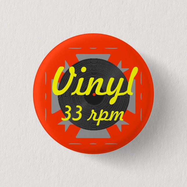 Vinyl 33 rpm 3 cm round badge (Front)