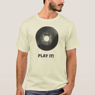 Vinyl 45 Play It! Black & White T-Shirt