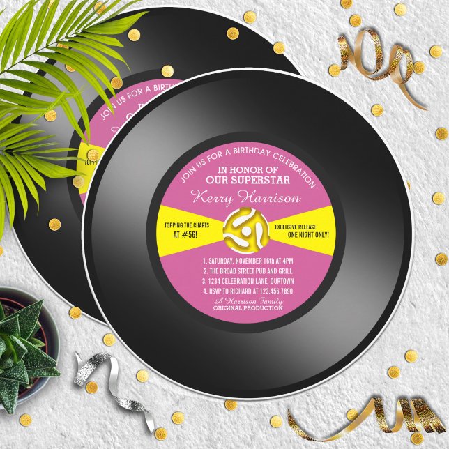 Vinyl 45 Record Birthday Party Invitation (Creator Uploaded)