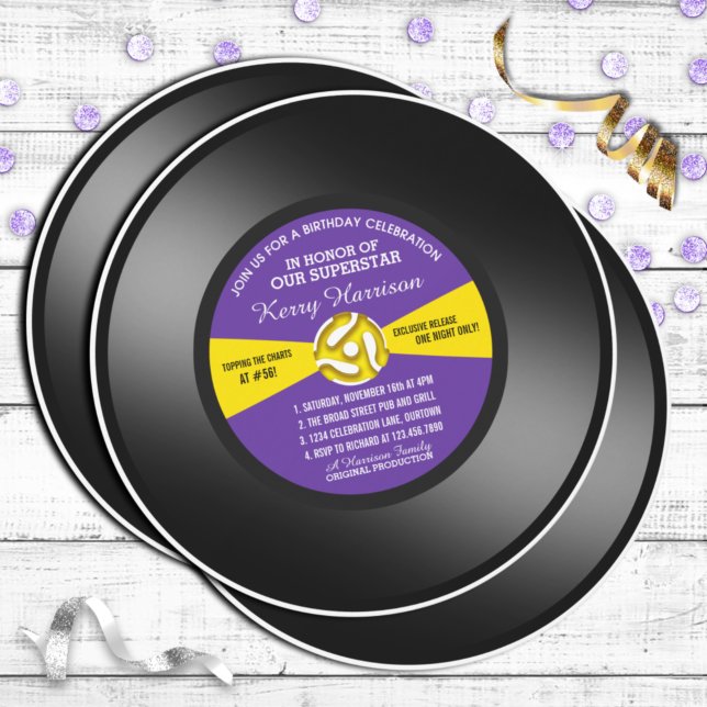 Vinyl 45 Record Birthday Party Invitation (Creator Uploaded)