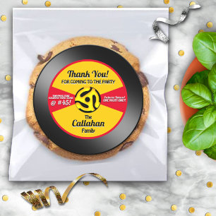 Vinyl 45 Record Birthday Party Thank You Stickers
