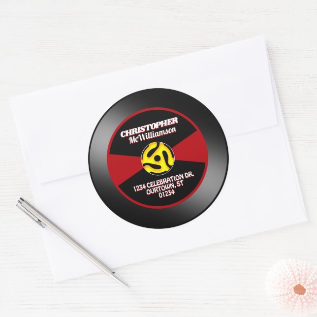Vinyl 45 Record Label Individual Personalised (Envelope)
