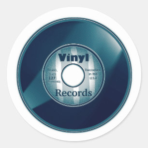 VINYL 45 RPM record, Blue/White Classic Round Sticker