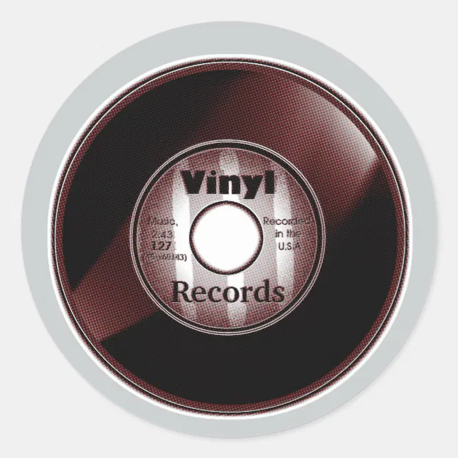 VINYL 45 RPM record, Red/White Classic Round Sticker | Zazzle