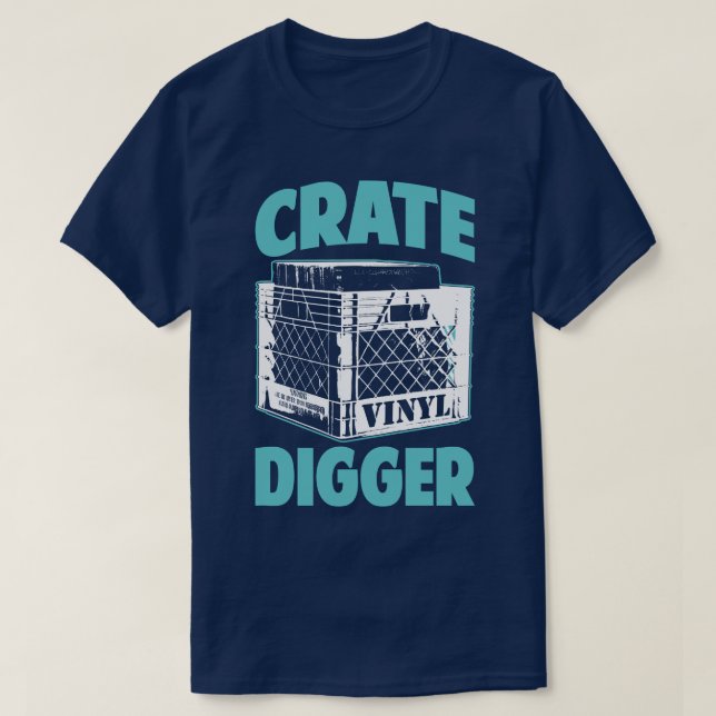 Vinyl Addict Junkie Crate Digger DJ Humor T-Shirt (Design Front)