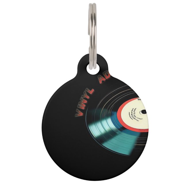 Vinyl addicted  T-Shirt Cutting Board Pet Tag (Front)