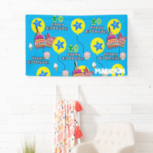 Vinyl Banner, Happy 10th Birthday Banner, #10 Blue Banner