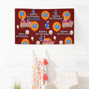 Vinyl Banner, Happy 4th Birthday Banner, #4 Banner