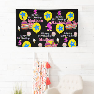 Vinyl Banner, Happy 5th Birthday Banner, #5 Banner
