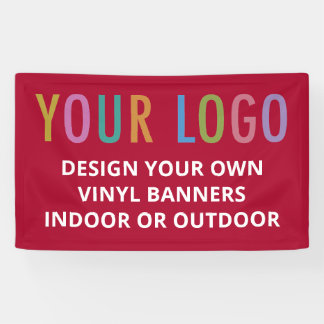 Vinyl Banner with Logo Indoor or Outdoor Dark Red