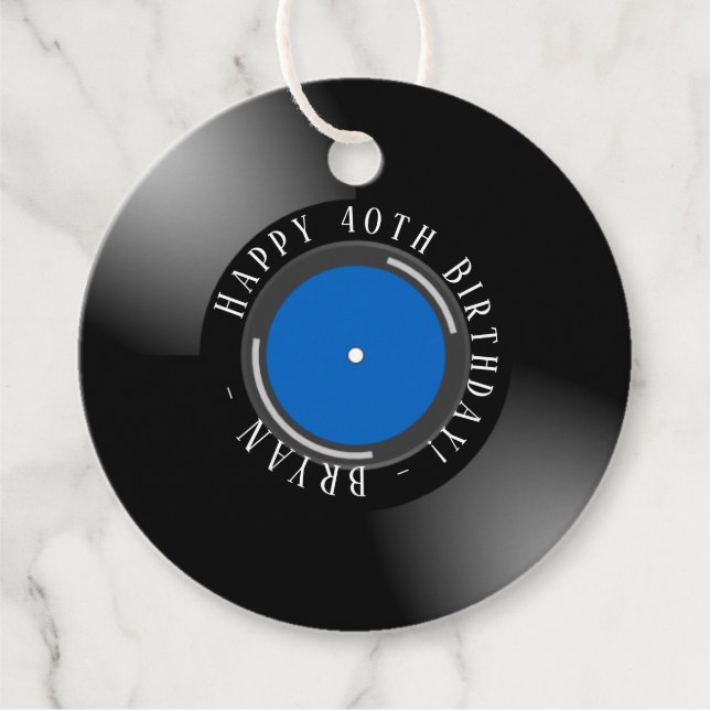 Vinyl Birthday Favour Tags (Front)