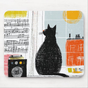 Vinyl Black Cat High Rise Live Set Mouse Mat