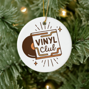 Vinyl club analog music record aesthetic ceramic tree decoration