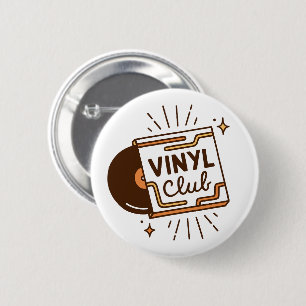 Vinyl club analogue music lovers 6 cm round badge