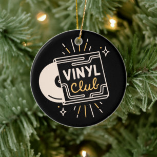 Vinyl club record lovers analogue music ceramic tree decoration