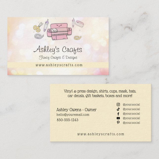Vinyl Crafting and Design - Blush Pink  Business C Business Card (Front/Back)