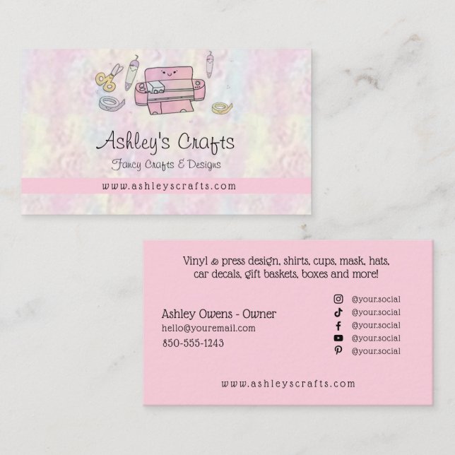 Vinyl Crafting and Design - Blush Pink  Business C Card (Front/Back)