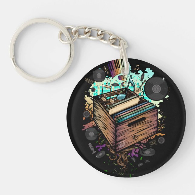 Vinyl Crate Music Key Ring (Front)