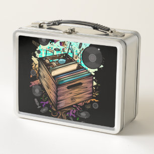 Vinyl Crate Music Metal Lunch Box