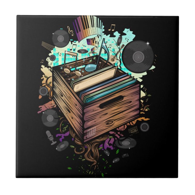 Vinyl Crate Music Tile (Front)