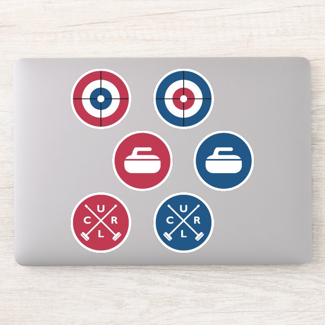 Vinyl Curling Stickers - Red/Blue (Computer)