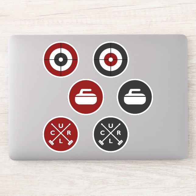 Vinyl Curling Stickers - Red/Charcoal (Computer)