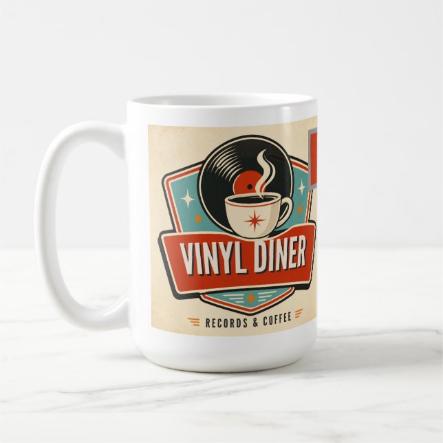 Vinyl Diner Records & Coffee – Retro Music Mug (Left)
