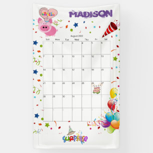 Vinyl Happy Birthday Calendar August 2022  Banner
