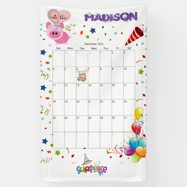 Vinyl Happy Birthday Calendar December 2022   Banner (Vertical)