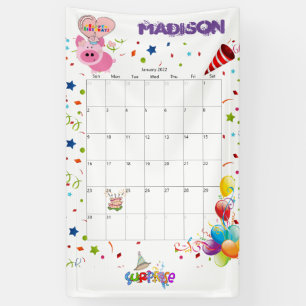 Vinyl Happy Birthday Calendar January 2022  Banner