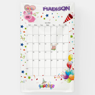 Vinyl Happy Birthday Calendar July 2022  Banner