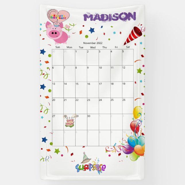 Vinyl Happy Birthday Calendar November 2022   Banner (Vertical)