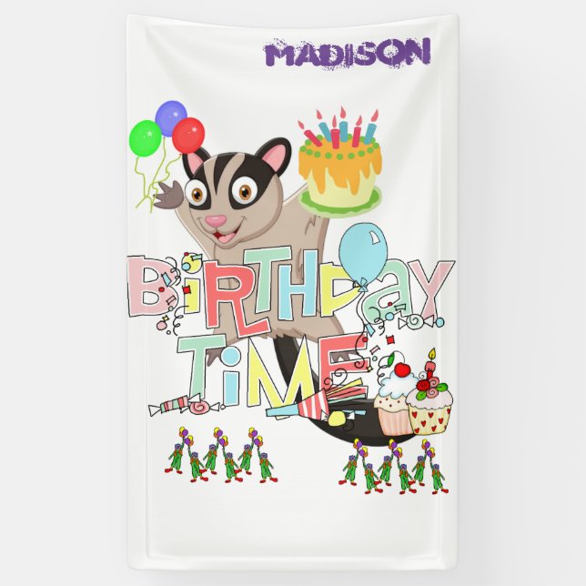 Vinyl Happy Birthday Calendar Possum Cake Banner (Vertical)