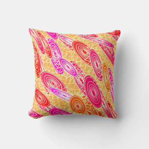 "Vinyl Jazz" abstract - orange, fuchsia, pink Cushion