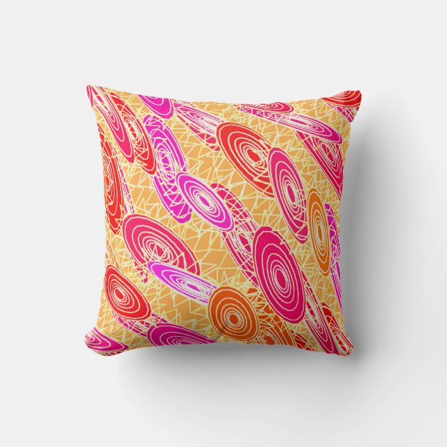 "Vinyl Jazz" abstract - orange, fuchsia, pink Cushion (Front)