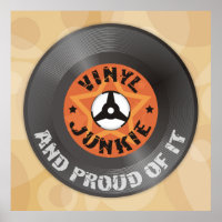 Vinyl Junkie - And Proud of It beige poster
