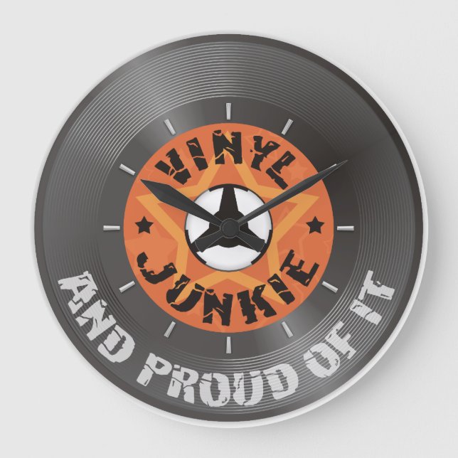 Vinyl Junkie - And Proud of It with dial Large Clock (Front)