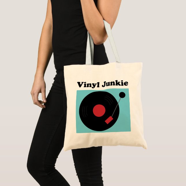 Vinyl Junkie Modern Record Lover  Tote Bag (Front (Product))