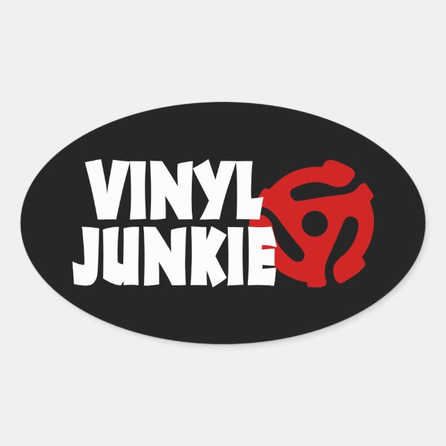 Vinyl Junkie Oval Sticker (Front)