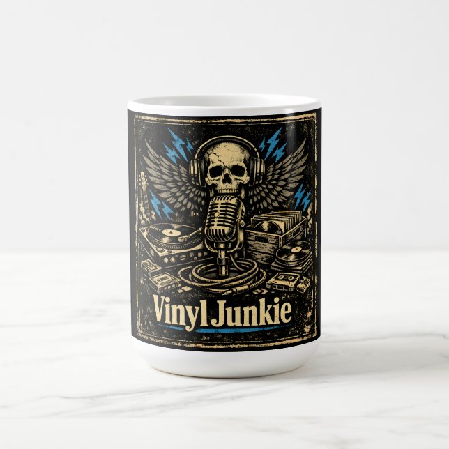 Vinyl Junkie – Record Collector Analog Love Coffee Mug (Center)
