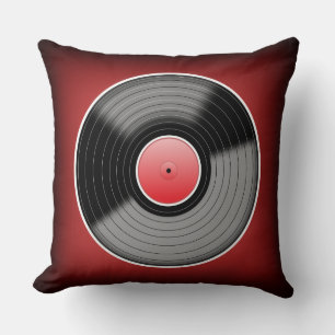 Vinyl Junkie Red Fade Square Throw Pillow