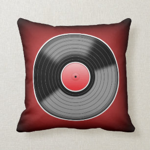 Vinyl Junkie Red Fade Square Throw Pillow