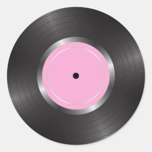 Vinyl long play disc classic round sticker