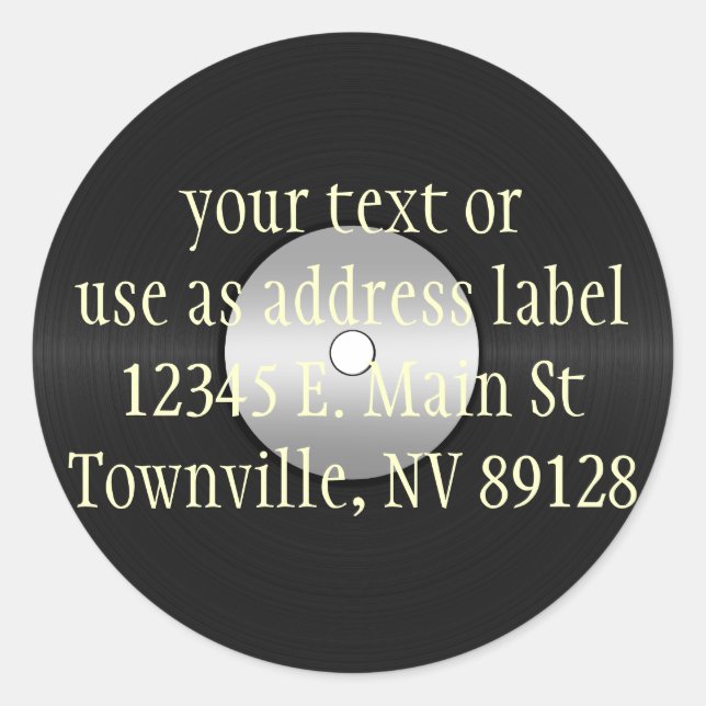 Vinyl-Look LP Record Classic Round Sticker (Front)